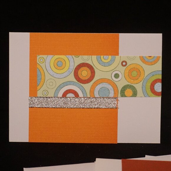 3 White Handmade Note Cards Multi-Color Circle Pattern with Silver Ribbon - Picture 2 of 5
